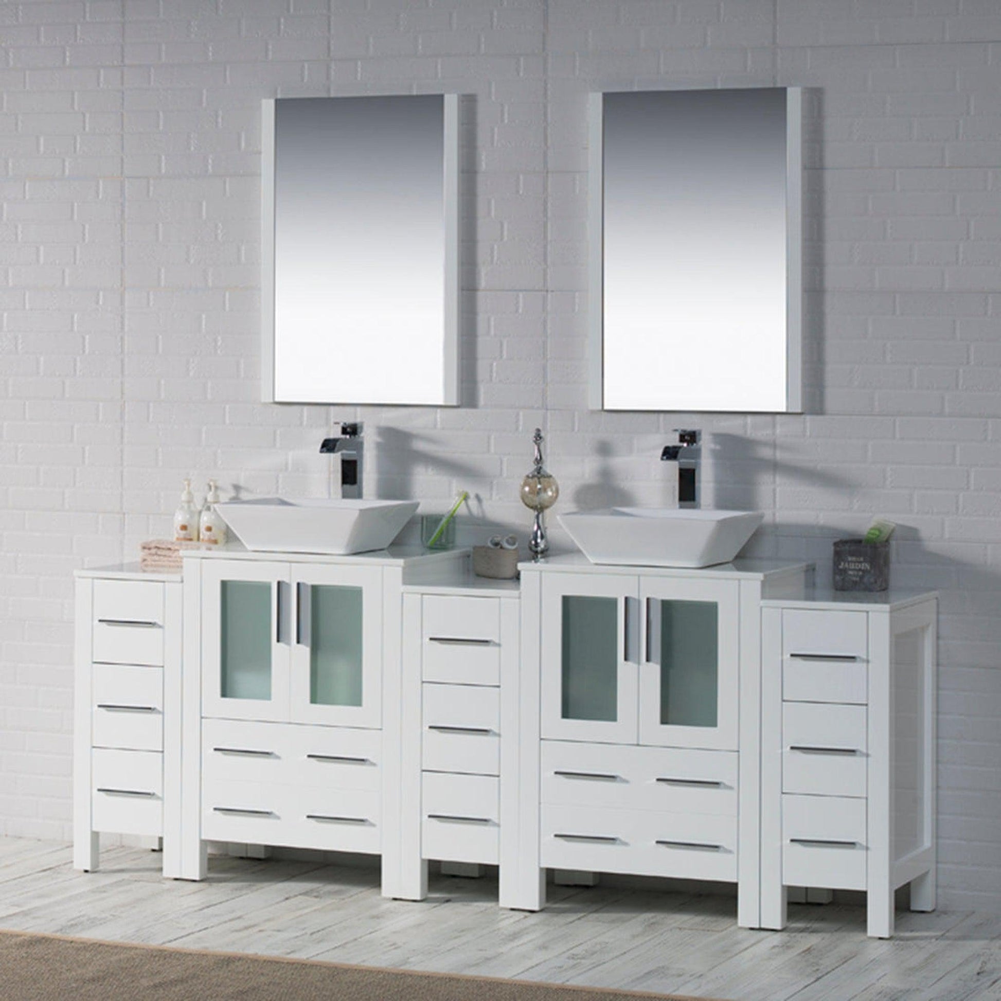 Blossom Sydney 84" White Freestanding Vanity Base With Side Cabinet