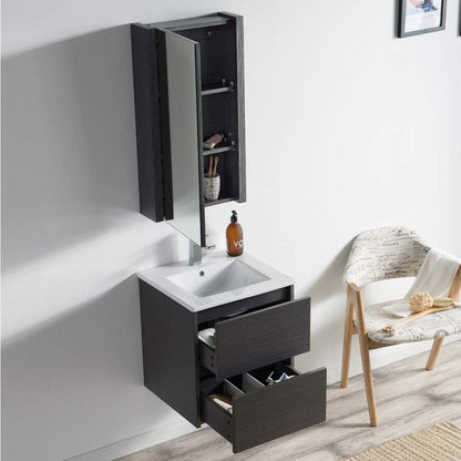 Blossom Valencia 20" 2-Drawer Silver Gray Wall-Mounted Vanity Set With Ceramic Top and Integrated Single Sink and Medicine Cabinet
