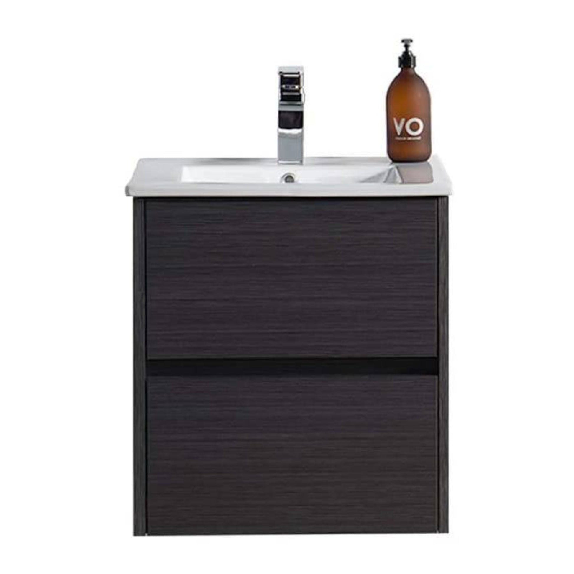 Blossom Valencia 20" 2-Drawer Silver Gray Wall-Mounted Vanity Set With Ceramic Top and Integrated Single Sink