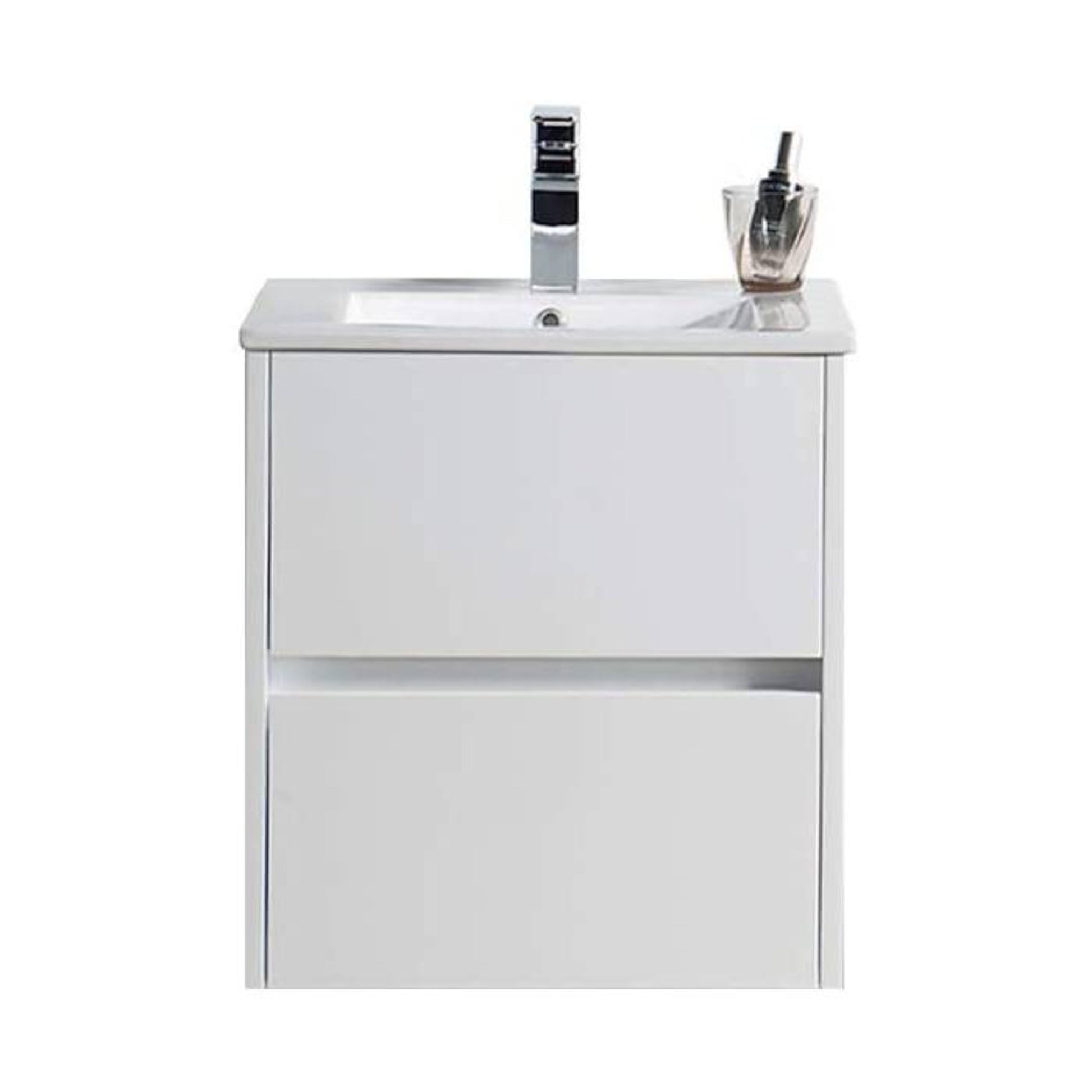 Blossom Valencia 20" 2-Drawer White Wall-Mounted Vanity Set With Ceramic Top and Integrated Single Sink