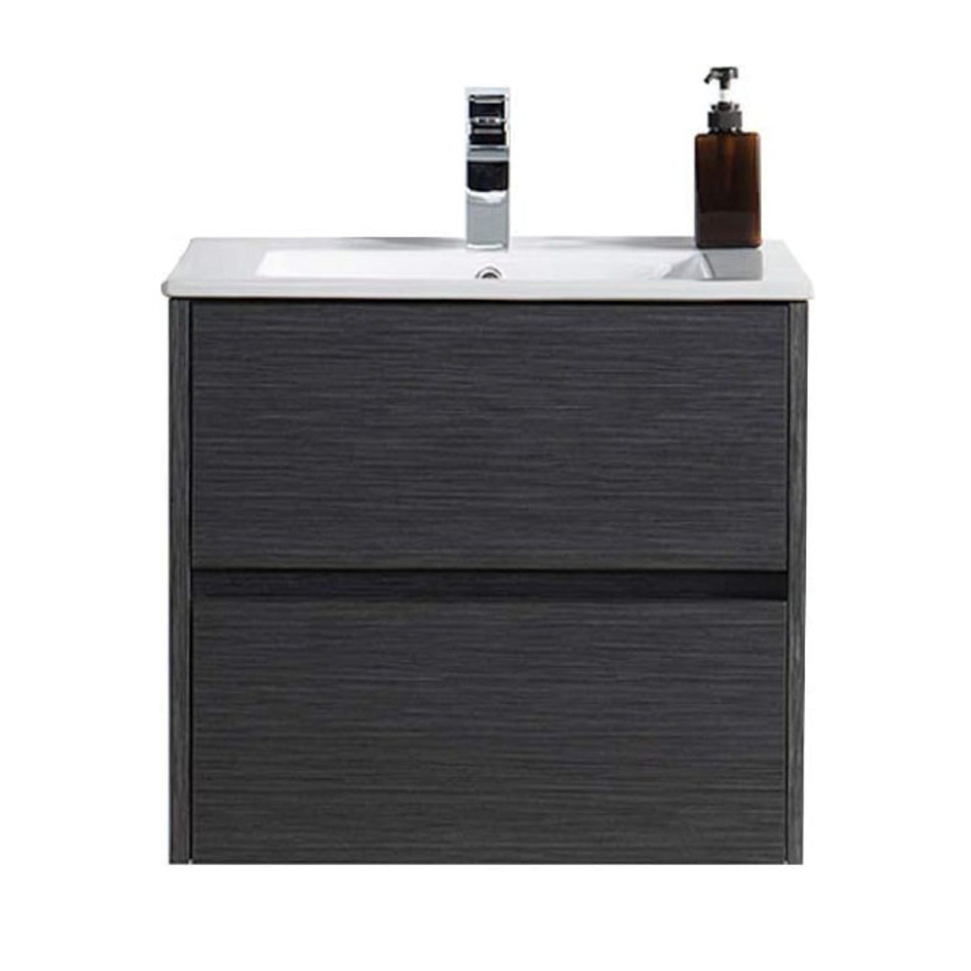 Blossom Valencia 24" 2-Drawer Silver Gray Wall-Mounted Vanity Set With Ceramic Top and Integrated Single Sink