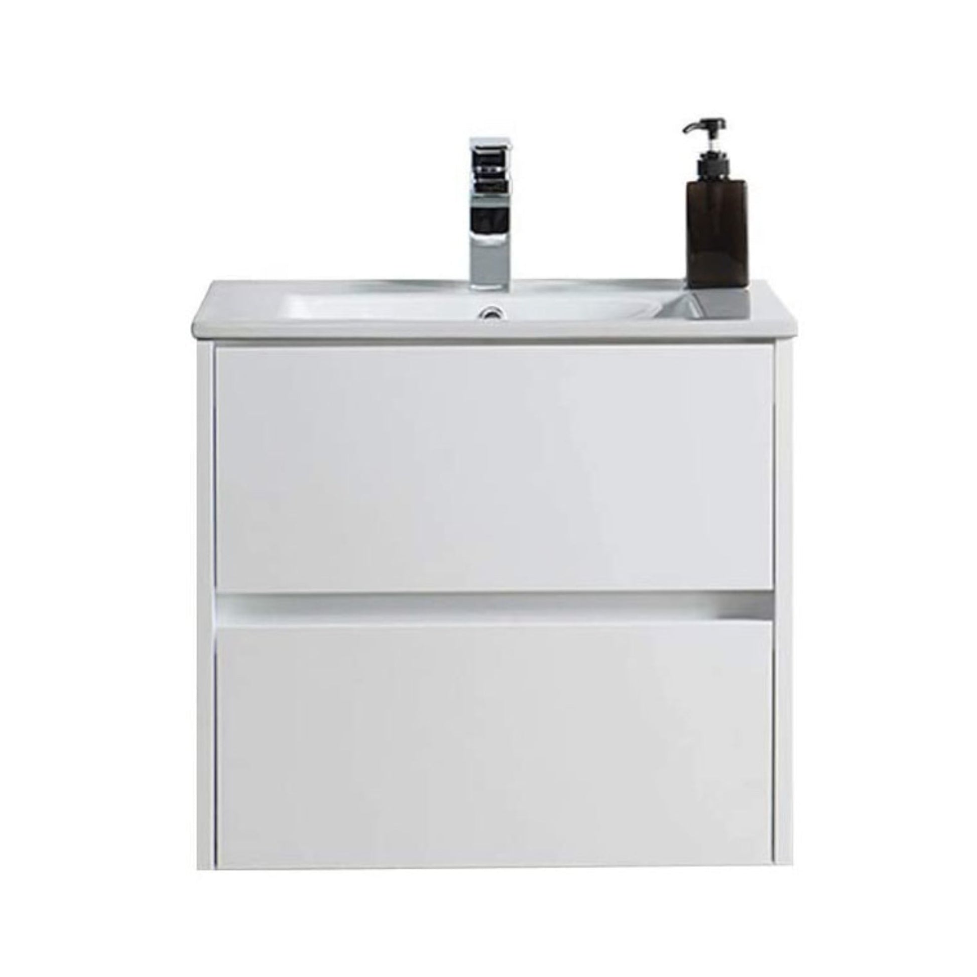 Blossom Valencia 24" 2-Drawer White Wall-Mounted Vanity Set With Ceramic Top and Integrated Single Sink