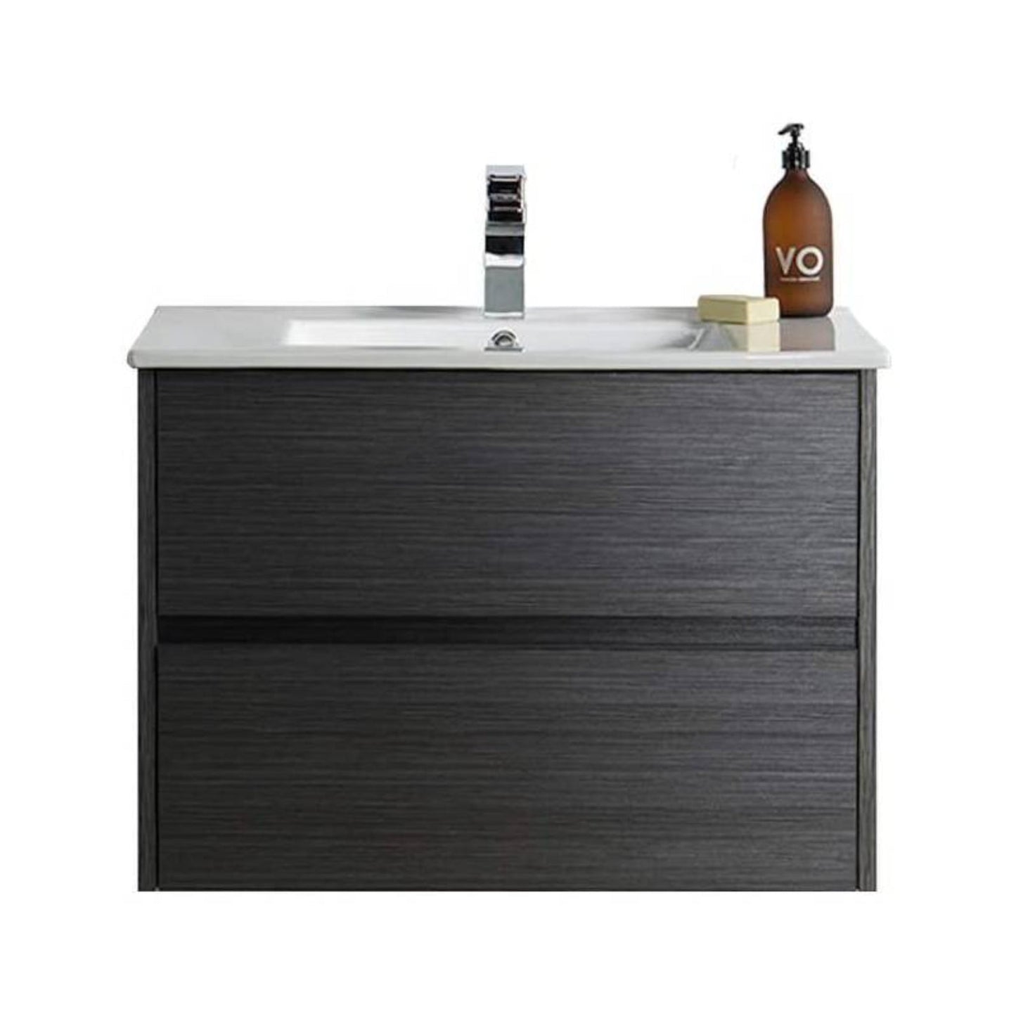 Blossom Valencia 30" 2-Drawer Silver Gray Wall-Mounted Vanity Set With Ceramic Top and Integrated Single Sink