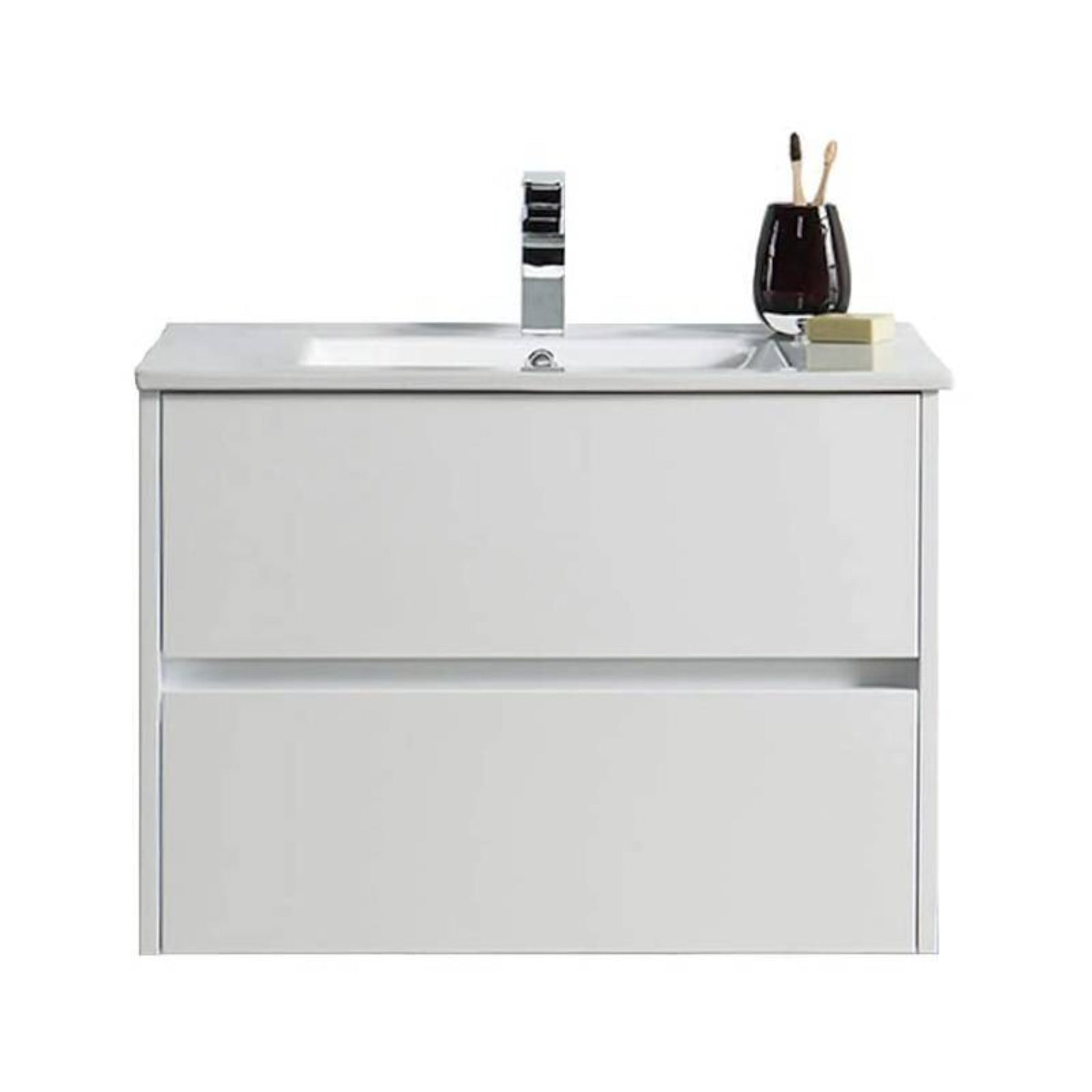 Blossom Valencia 30" 2-Drawer White Wall-Mounted Vanity Base