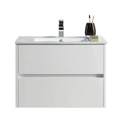 Blossom Valencia 30" 2-Drawer White Wall-Mounted Vanity Set With Ceramic Top and Integrated Single Sink