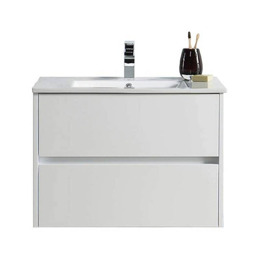Blossom Valencia 30" 2-Drawer White Wall-Mounted Vanity Set With Ceramic Top and Integrated Single Sink