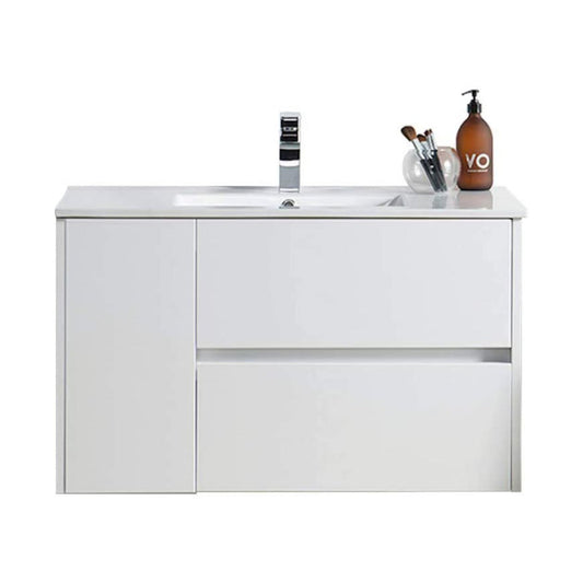 Blossom Valencia 36" 1-Door 2-Drawer White Wall-Mounted Vanity Base