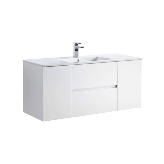 Blossom Valencia 48" 2-Door 2-Drawer White Wall-Mounted Vanity Base