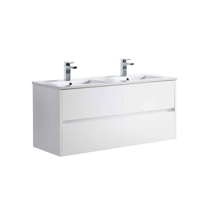 Blossom Valencia 48" 2-Drawer White Wall-Mounted Vanity Base