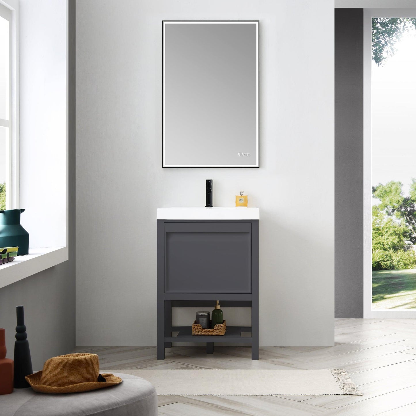 Blossom Vienna 24" 1-Drawer Matte Gray Freestanding Vanity Base