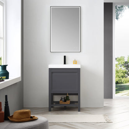 Blossom Vienna 24" 1-Drawer Matte Gray Freestanding Vanity Base