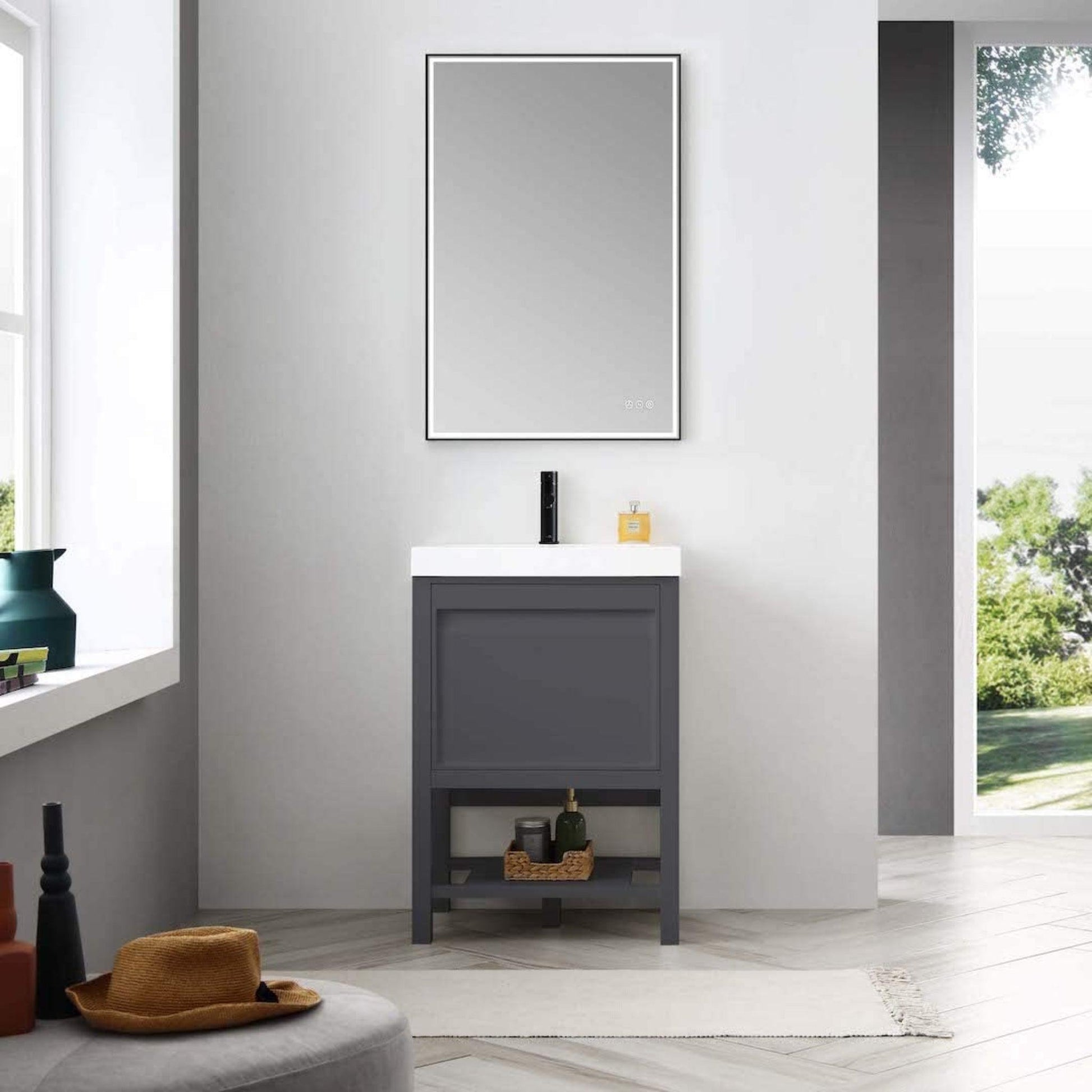 Blossom Vienna 24" 1-Drawer Matte Gray Freestanding Vanity Set With Acrylic Drop-In Single Sink