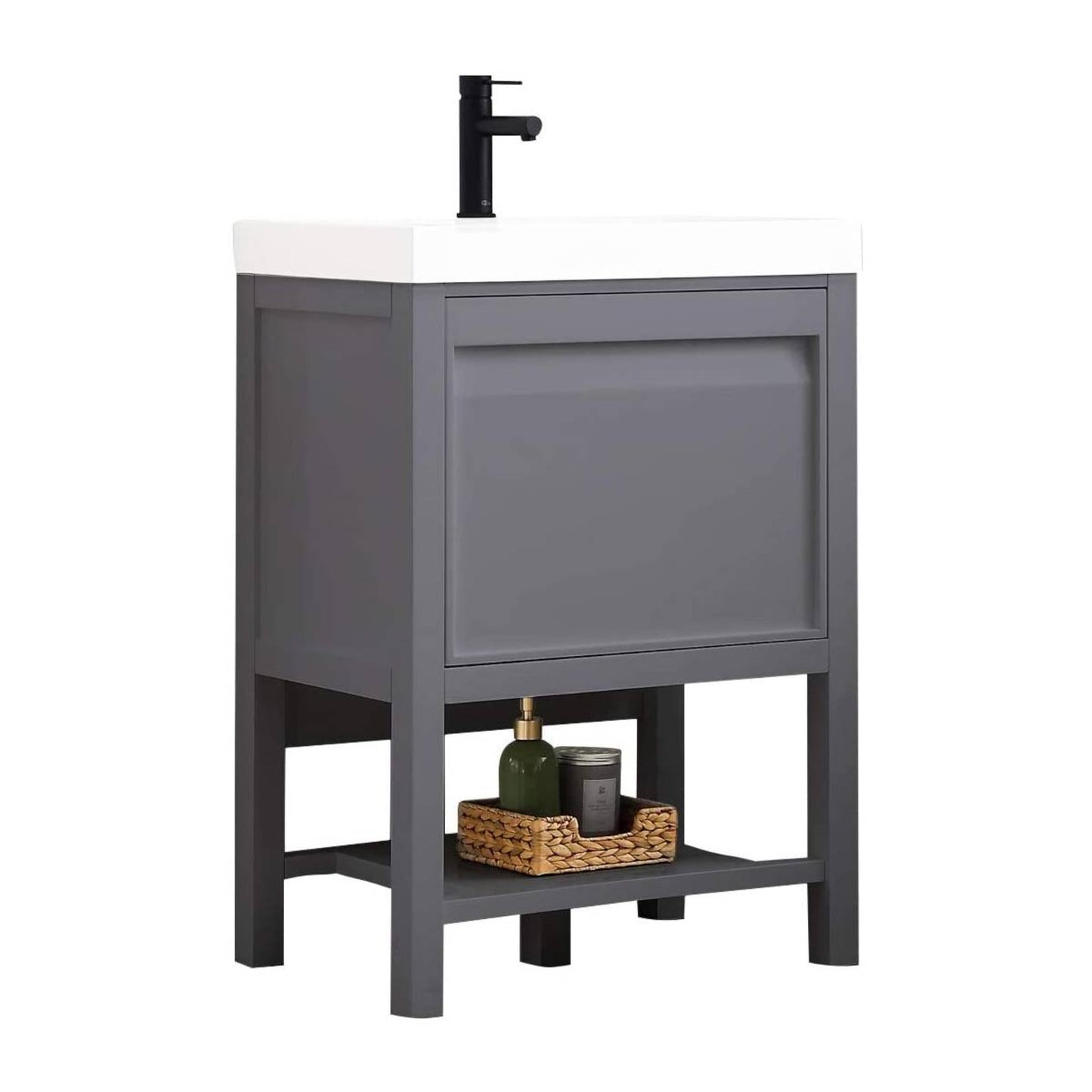 Blossom Vienna 24" 1-Drawer Matte Gray Freestanding Vanity Set With Acrylic Drop-In Single Sink