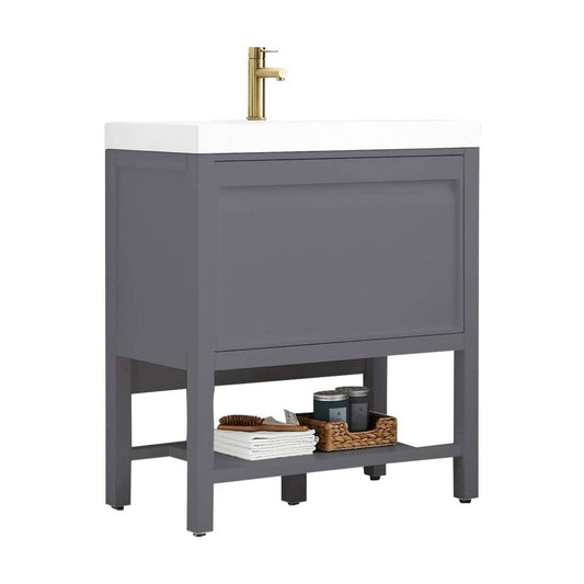 Blossom Vienna 30" 1-Drawer Matte Gray Freestanding Vanity Set With Acrylic Drop-In Single Sink