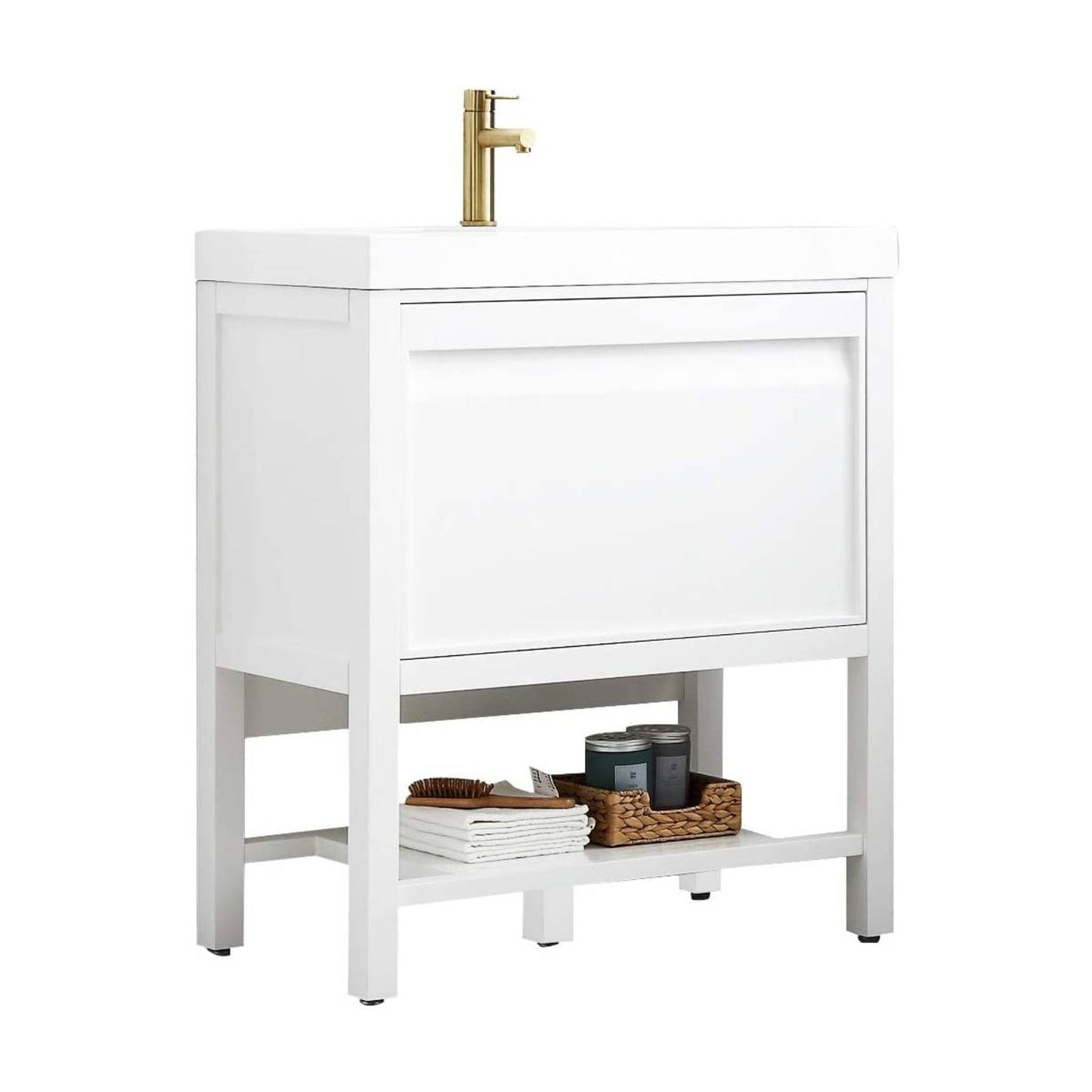 Blossom Vienna 30" 1-Drawer Matte White Freestanding Vanity Set With Acrylic Drop-In Single Sink