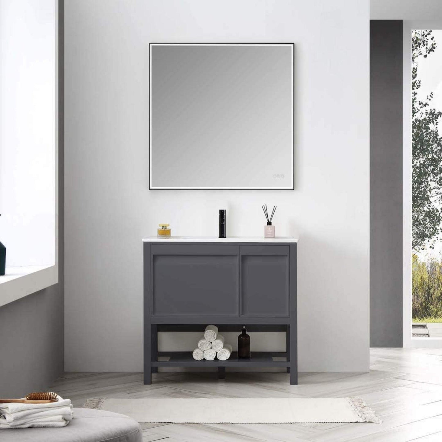 Blossom Vienna 36" 1-Door 1-Drawer Matte Gray Freestanding Vanity Base