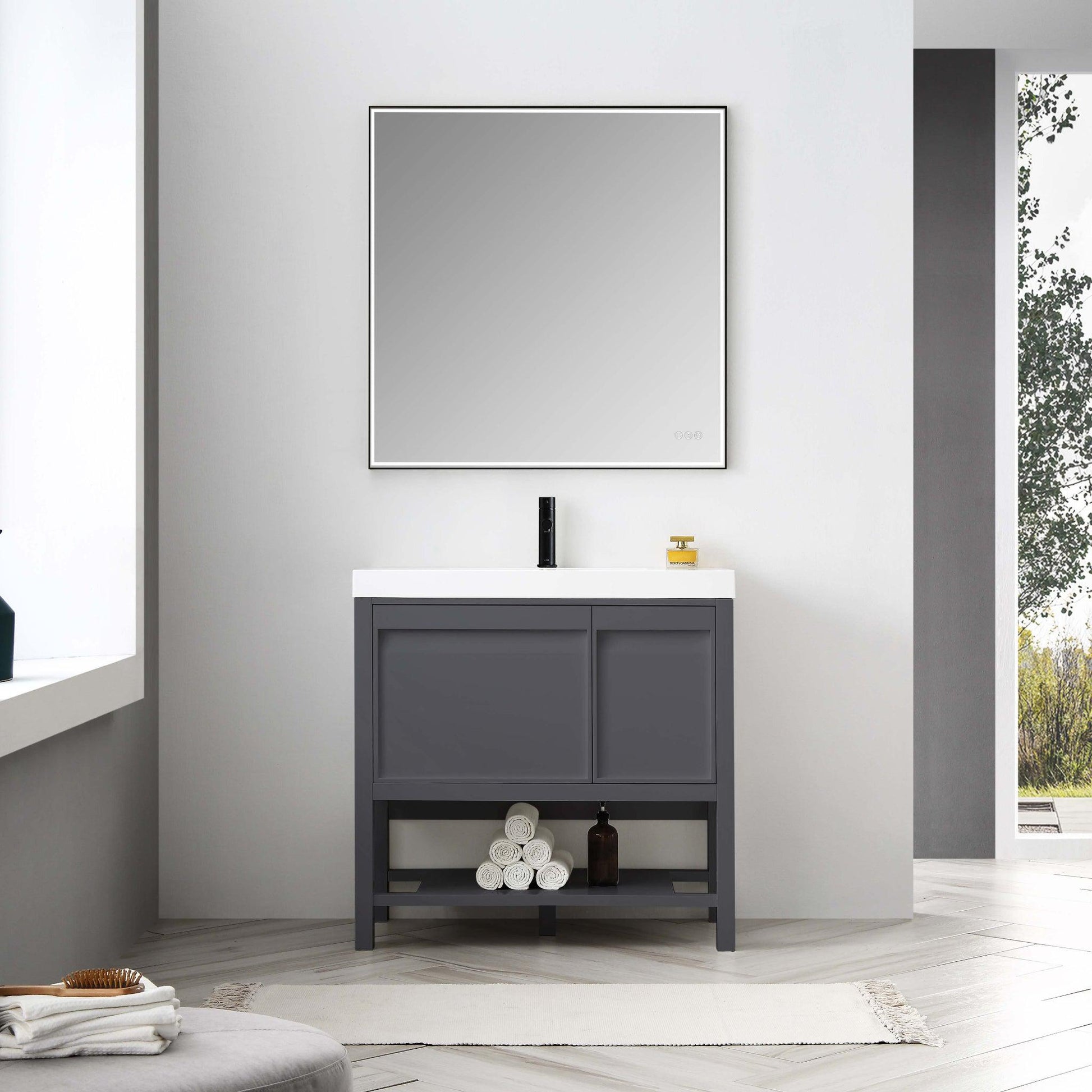 Blossom Vienna 36" 1-Door 1-Drawer Matte Gray Freestanding Vanity Set With Acrylic Drop-In Single Sink