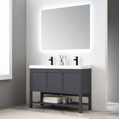 Blossom Vienna 48" 3-Drawer Matte Gray Freestanding Vanity Set With Acrylic Drop-In Double Sinks