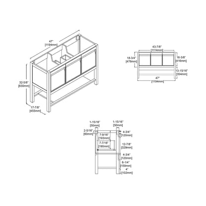 Blossom Vienna 48" 3-Drawer Matte White Freestanding Vanity Base