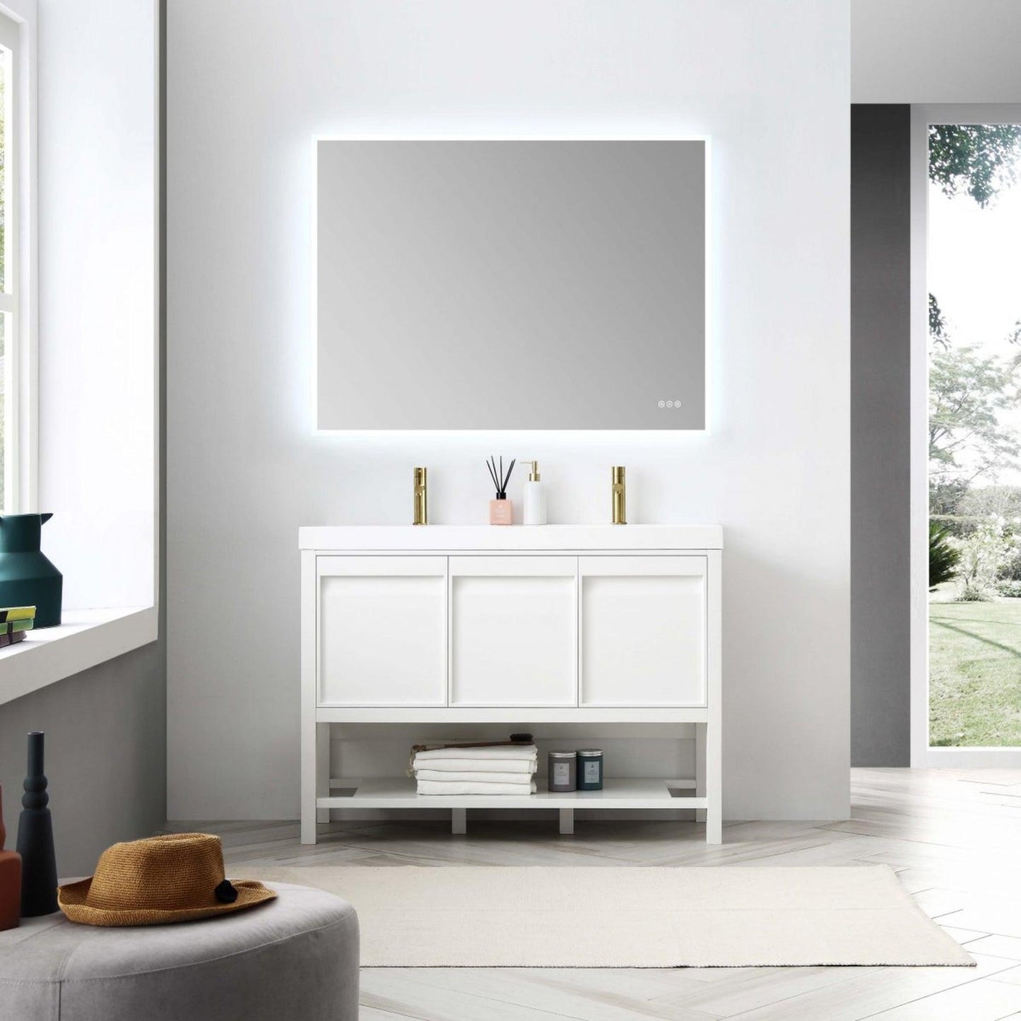 Blossom Vienna 48" 3-Drawer Matte White Freestanding Vanity Set With Acrylic Drop-In Double Sinks