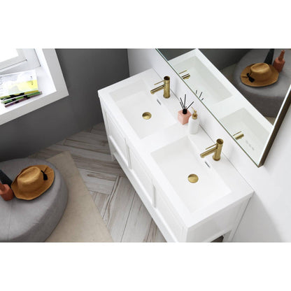 Blossom Vienna 48" 3-Drawer Matte White Freestanding Vanity Set With Acrylic Drop-In Double Sinks