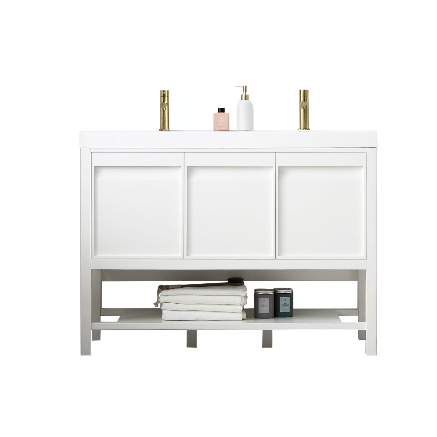 Blossom Vienna 48" 3-Drawer Matte White Freestanding Vanity Set With Acrylic Drop-In Double Sinks