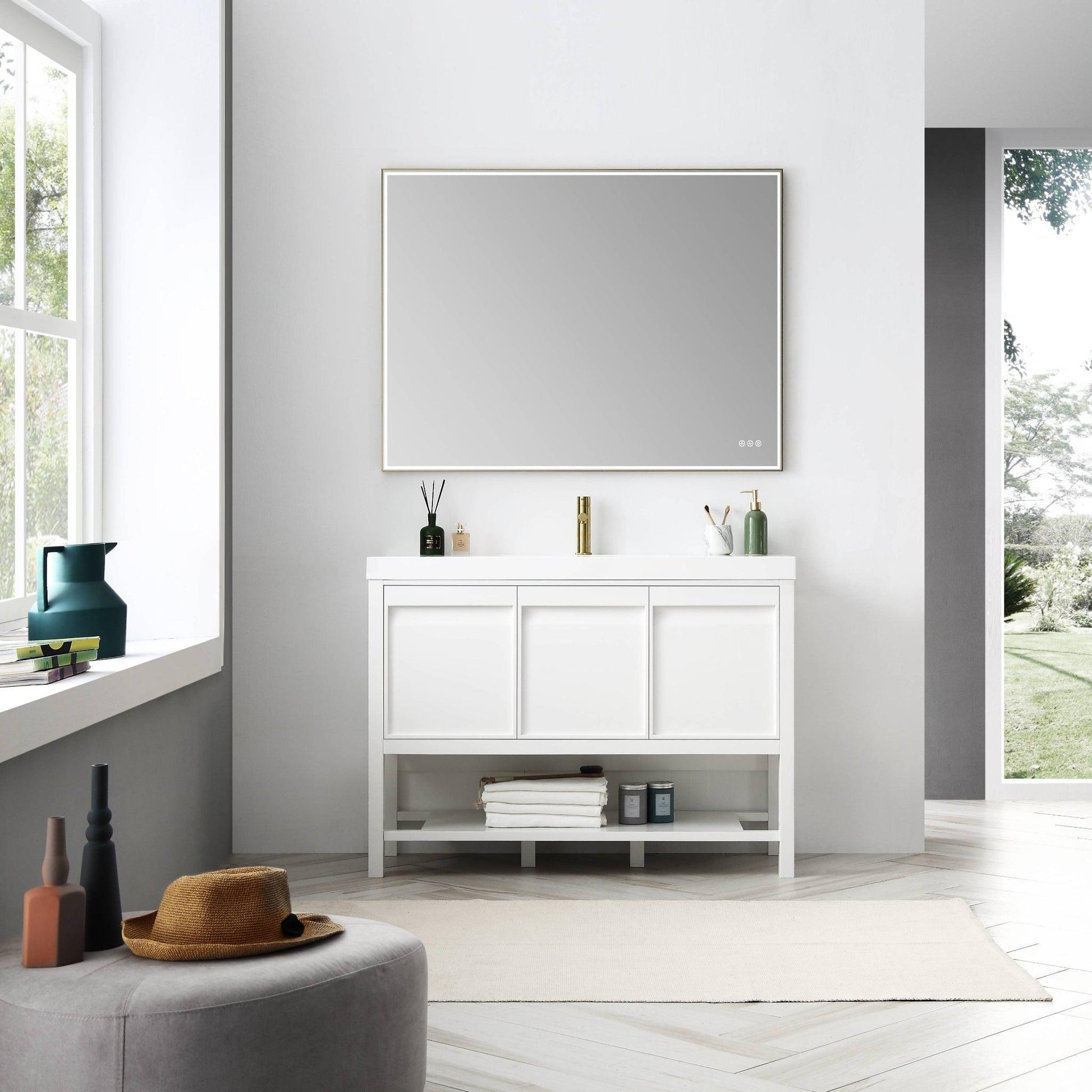 Blossom Vienna 48" 3-Drawer Matte White Freestanding Vanity Set With Acrylic Drop-In Single Sink