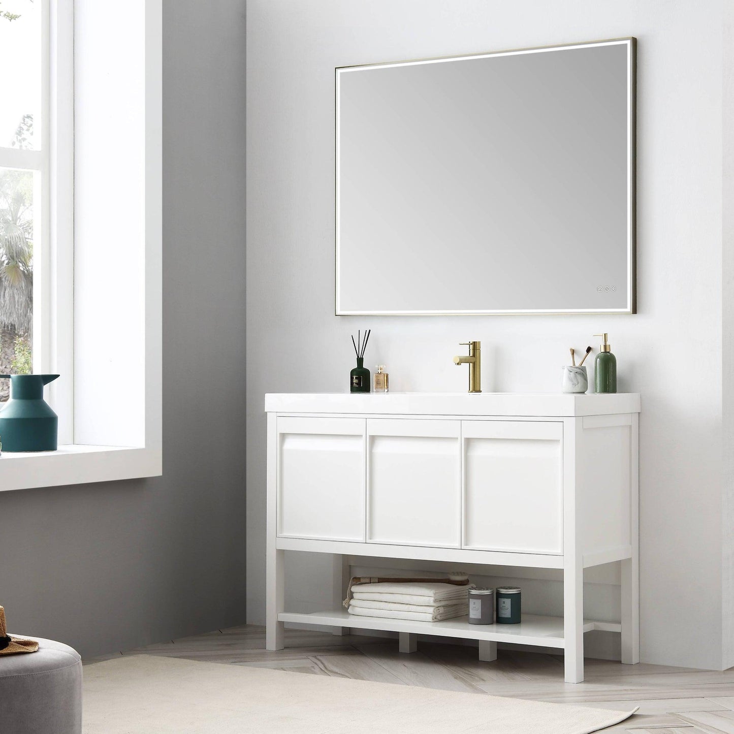 Blossom Vienna 48" 3-Drawer Matte White Freestanding Vanity Set With Acrylic Drop-In Single Sink