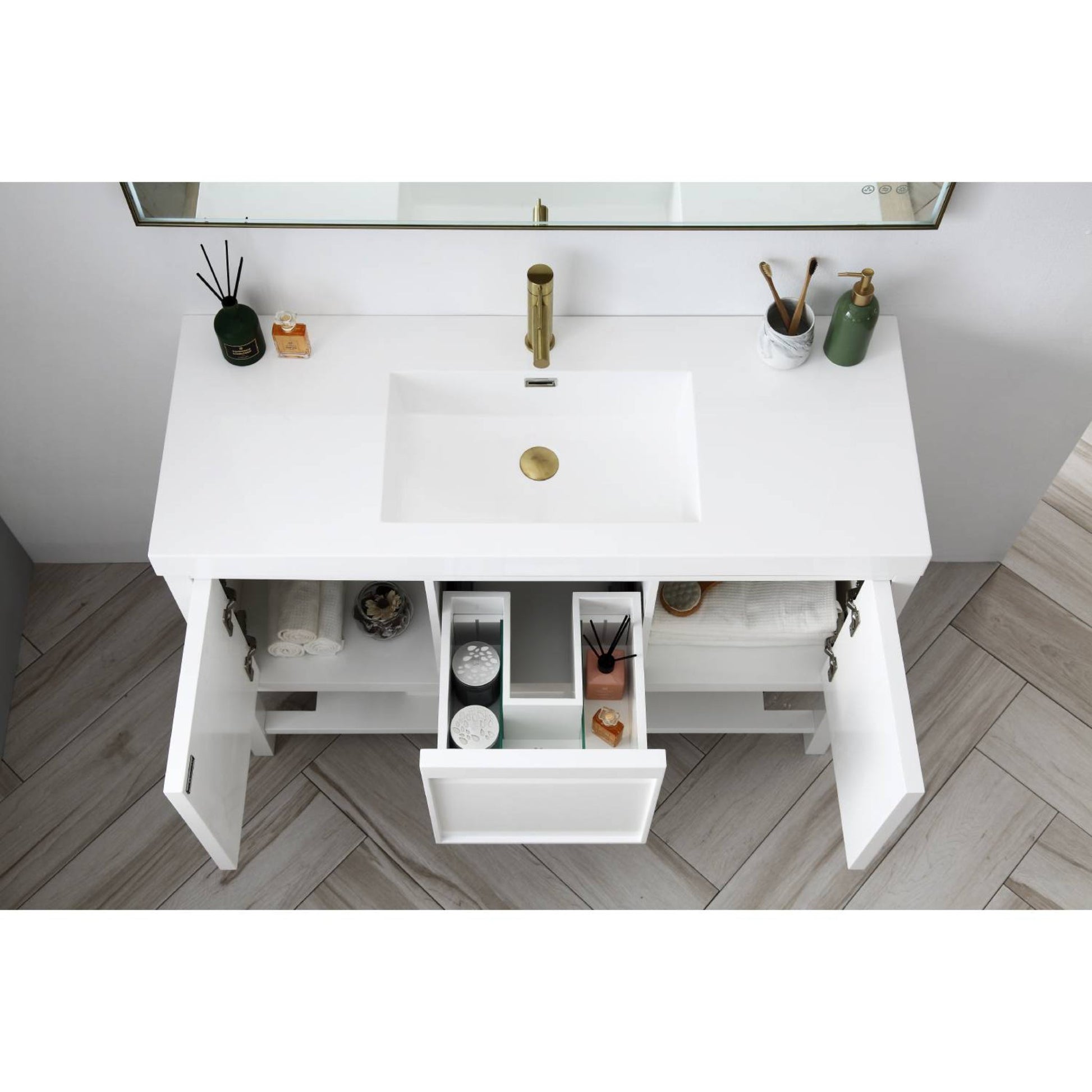 Blossom Vienna 48" 3-Drawer Matte White Freestanding Vanity Set With Acrylic Drop-In Single Sink