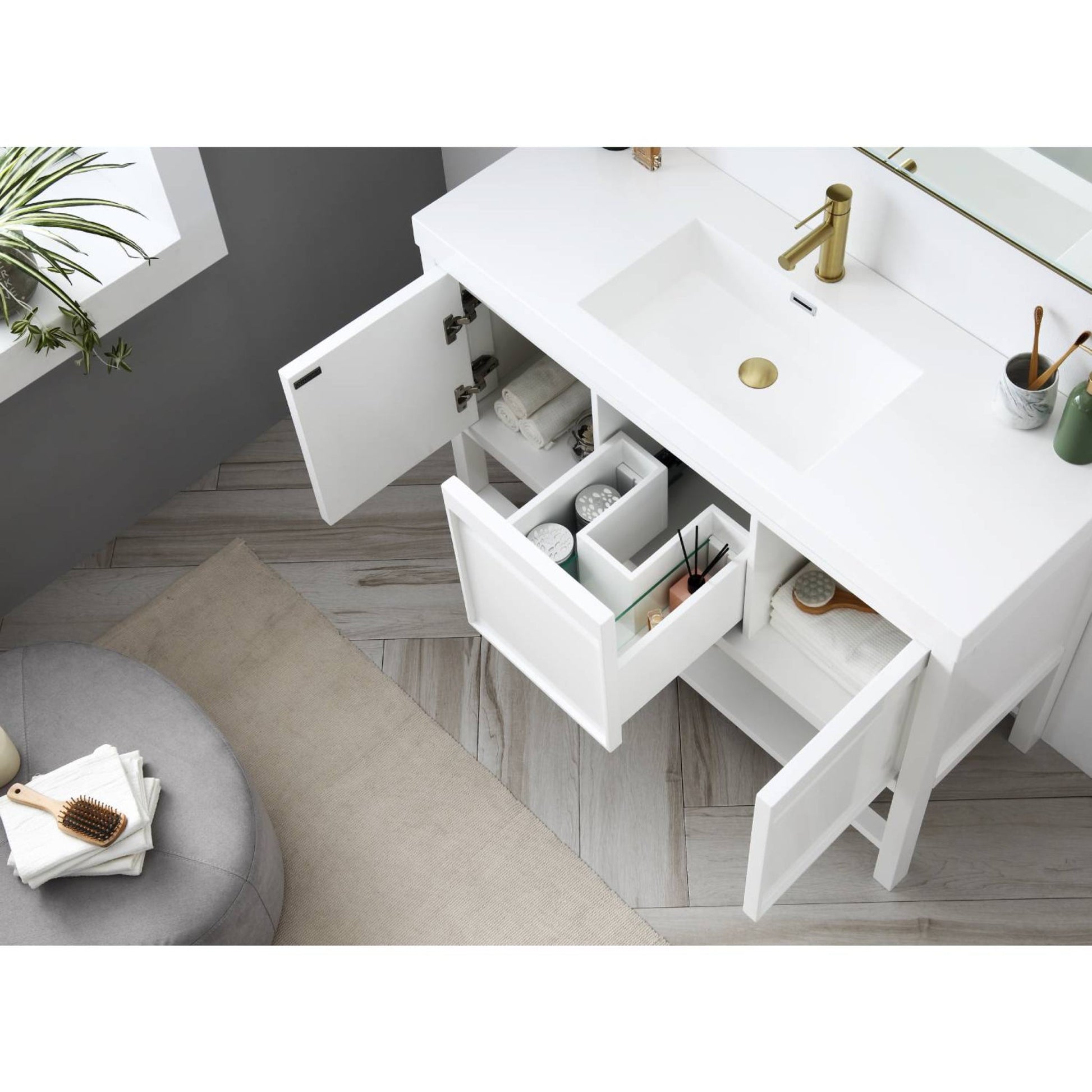 Blossom Vienna 48" 3-Drawer Matte White Freestanding Vanity Set With Acrylic Drop-In Single Sink