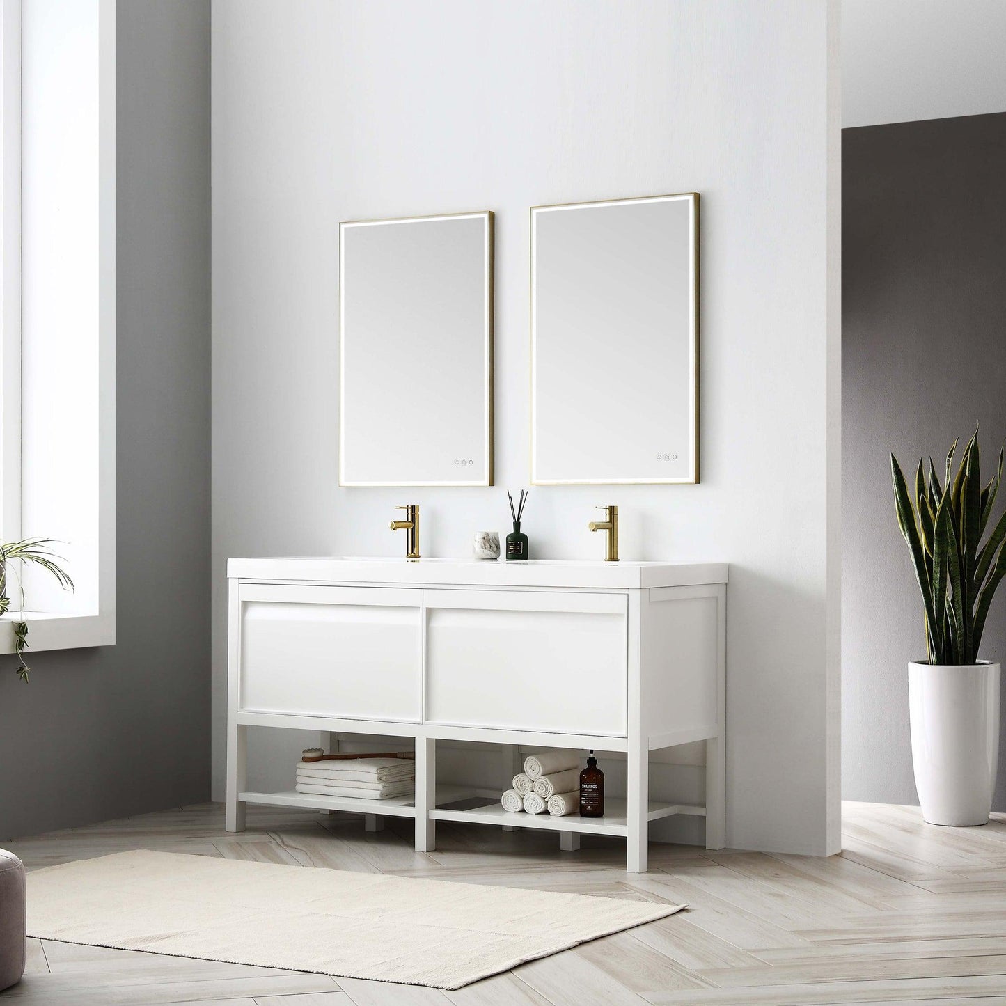 Blossom Vienna 60" 2-Drawer Matte White Freestanding Vanity Base