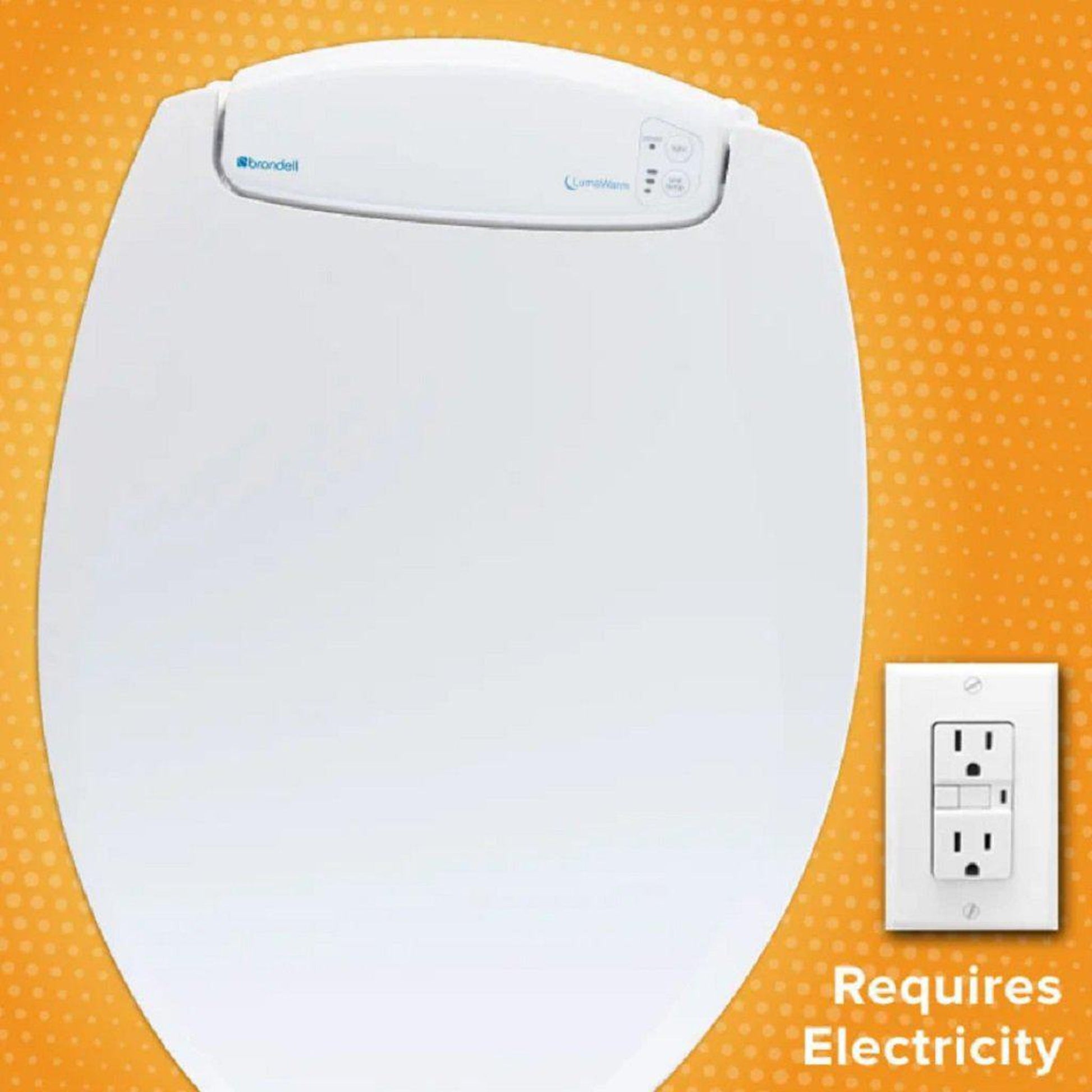 Brondell LumaWarm 18.5" White Round Electric Heated Nightlight Luxury Toilet Seat