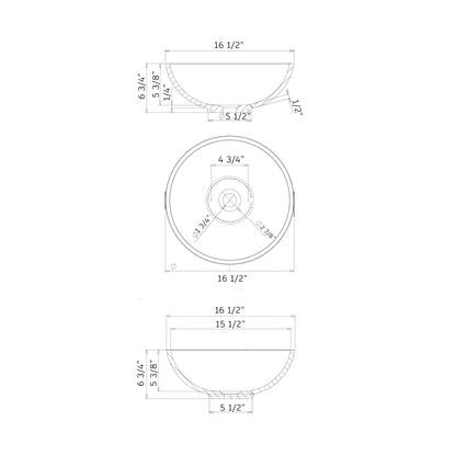 Cambridge Plumbing 16" White Mineral Composite Round Vessel Bathroom Sink