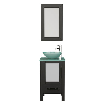 Cambridge Plumbing 18" Black Espresso Wood Single Vanity Set With Tempered Glass Countertop And Circular Vessel Sink With Polished Chrome Plumbing Finish