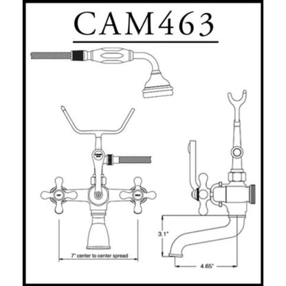 Cambridge Plumbing 2" Risers Oil Rubbed Bronze Deck Mount British Telephone Style Faucet With Hand Held Shower