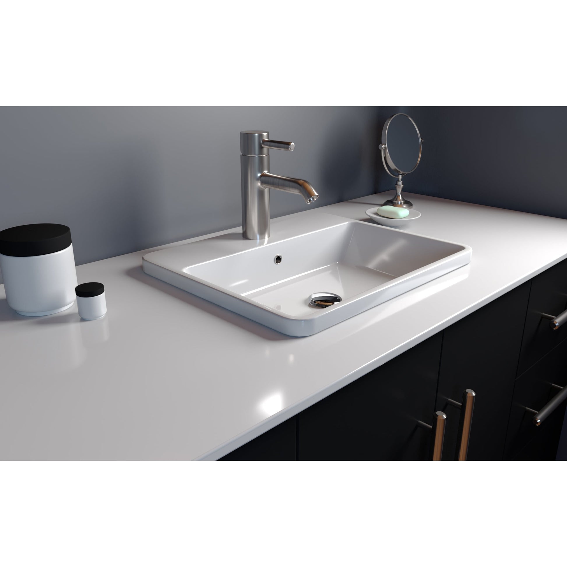Cambridge Plumbing 21" White Mineral Composite Single Recessed Bathroom Sink