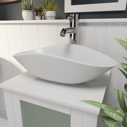 Cambridge Plumbing 24" White Mineral Composite Bathroom Oval Vessel Bathroom Sink