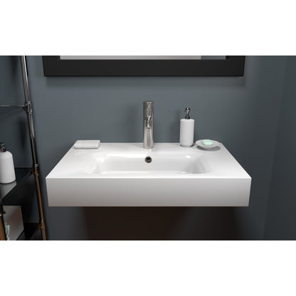 Cambridge Plumbing 32" White Mineral Composite Wall Mounted Bathroom Sink