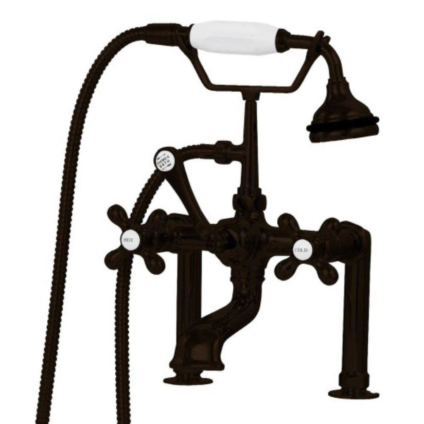 Cambridge Plumbing 6" Risers Oil Rubbed Bronze Deck Mount British Telephone Style Faucet With Hand Held Shower