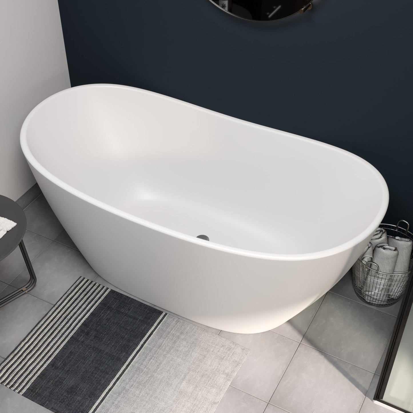 Cambridge Plumbing 65" White Cultured Marble Double Slipper Freestanding Bathtub With No Faucet Holes