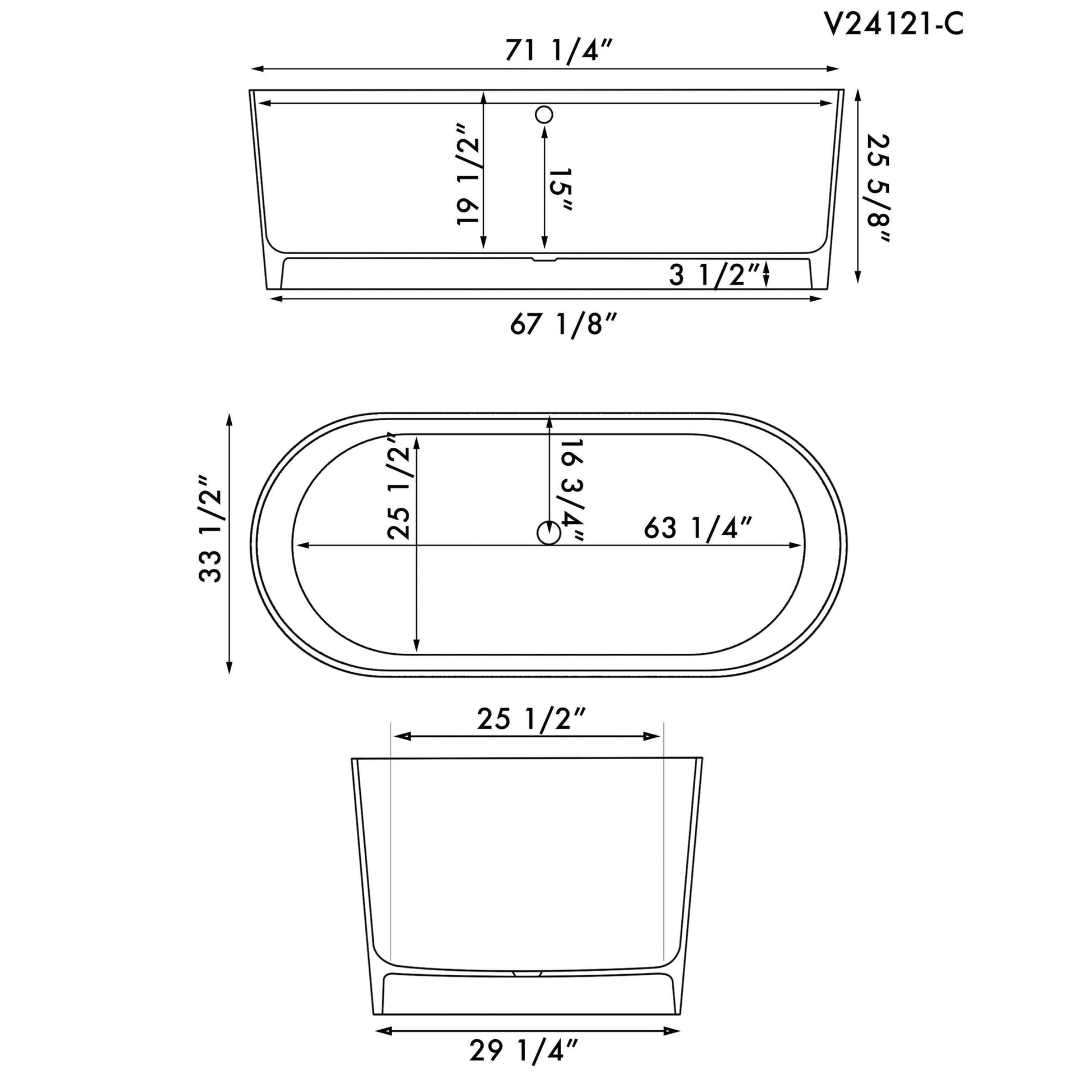 Cambridge Plumbing 71" Matte White Mineral Composite Double Ended Pedestal Bathtub With No Faucet Holes With Polished Chrome Drain And Overflow Assembly