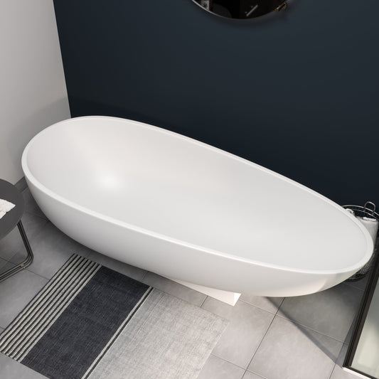 Cambridge Plumbing 71" White Cultured Marble Double Ended Pedestal Bathtub With No Faucet Holes
