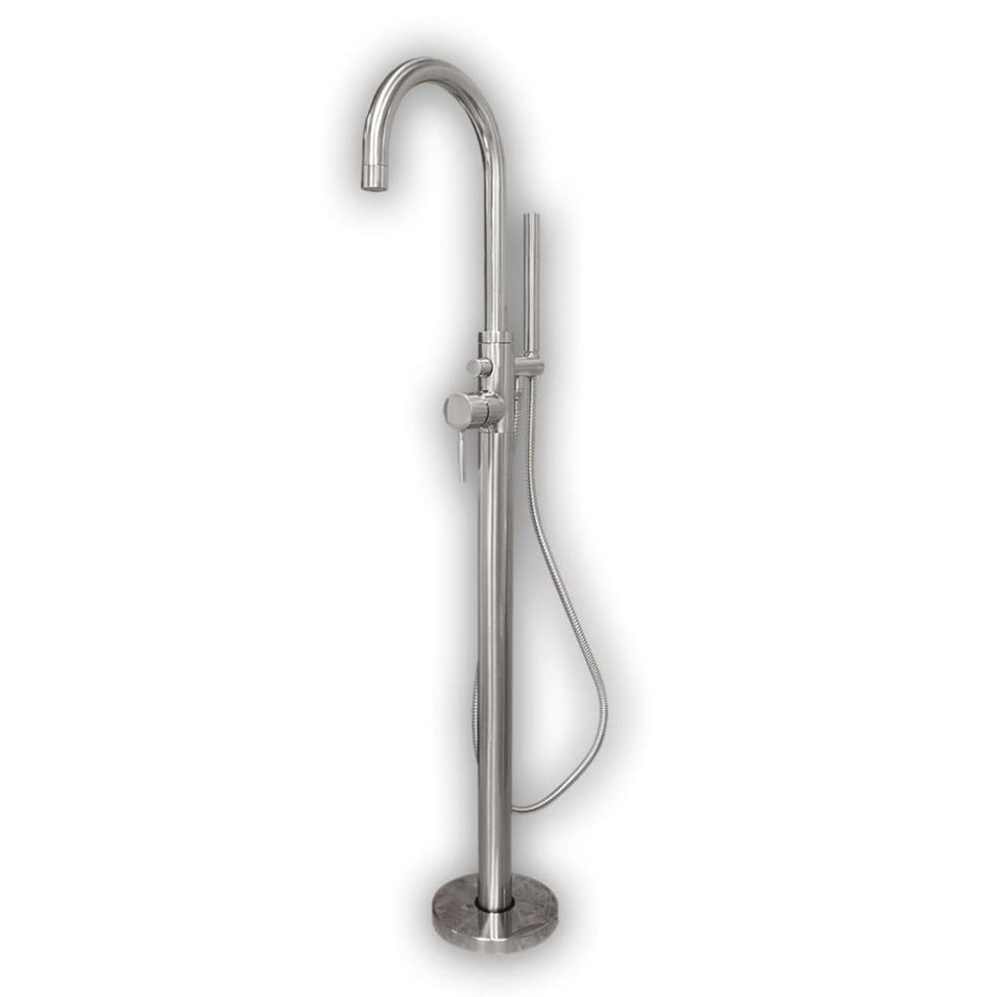 Cambridge Plumbing Brushed Nickel Modern Floor Mounted Tub Filler Faucet With Shower Wand