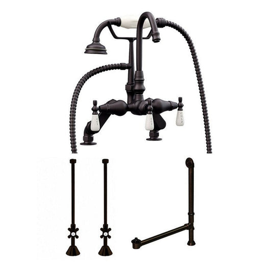Cambridge Plumbing Complete Package Including Oil Rubbed Bronze Clawfoot Bathtub Gooseneck Deck Mount Faucet, Supply Lines, Drain And Overflow Assembly