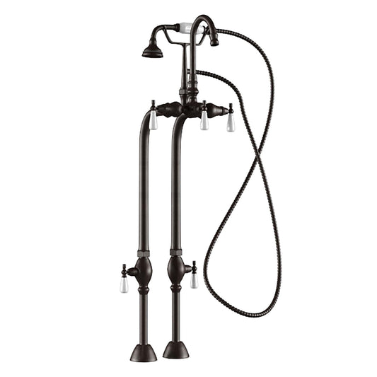 Cambridge Plumbing Oil Rubbed Bronze Clawfoot Tub Floor Mounted British Telephone Faucet & Hand Held Shower Combination