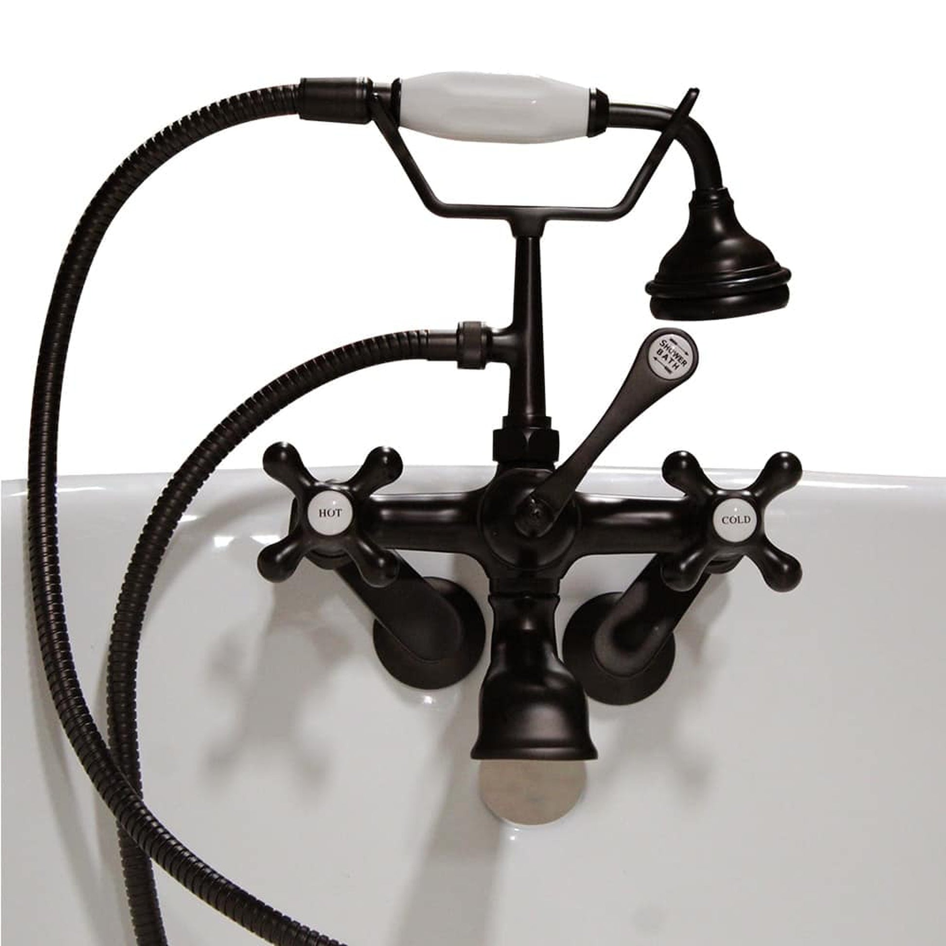 Cambridge Plumbing Oil Rubbed Bronze Clawfoot Tub Wall Mount British Telephone Faucet With Hand Held Shower