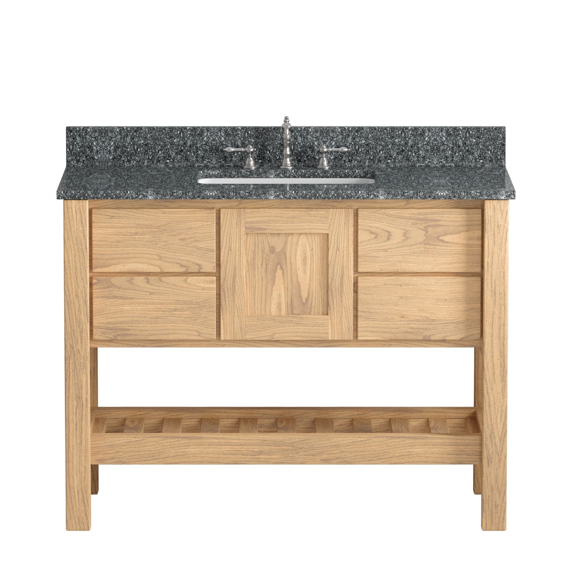 Cambridge Plumbing USA Patriot 48" Brown Solid Oak Wood Single Bathroom Vanity With Starry Countertop Finish And Engineered Composite Countertop, Backsplash And Basin Sink