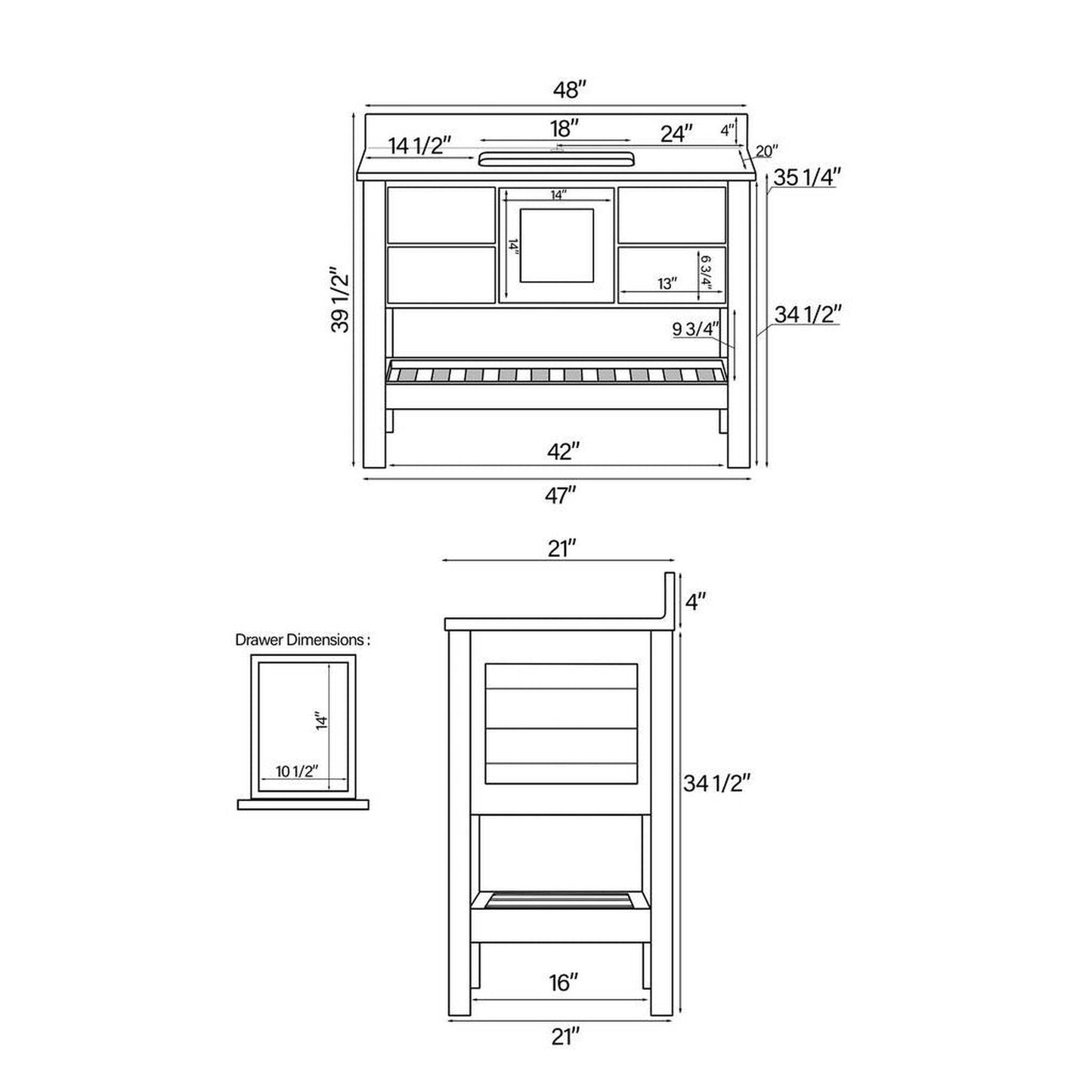 Cambridge Plumbing USA Patriot 48" Gray Solid Wood Single Bathroom Vanity With Olympus Countertop Finish And Engineered Composite Countertop, Backsplash And Basin Sink