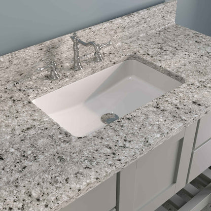 Cambridge Plumbing USA Patriot 48" Gray Solid Wood Single Bathroom Vanity With Pepper Countertop Finish And Engineered Composite Countertop, Backsplash And Basin Sink