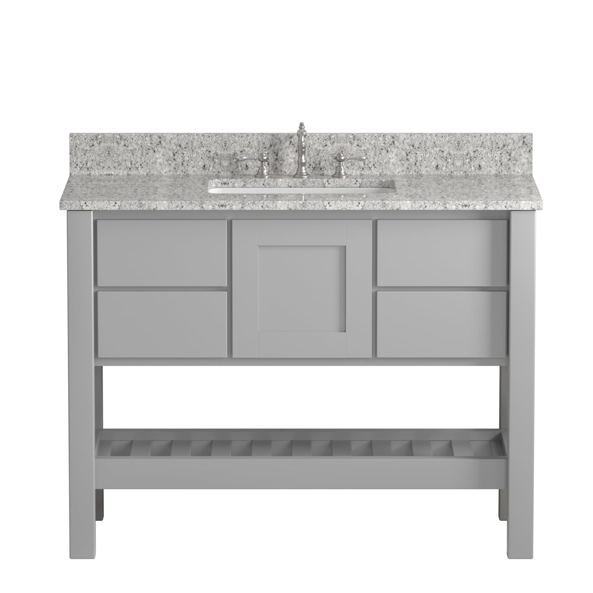 Cambridge Plumbing USA Patriot 48" Gray Solid Wood Single Bathroom Vanity With Pepper Countertop Finish And Engineered Composite Countertop, Backsplash And Basin Sink